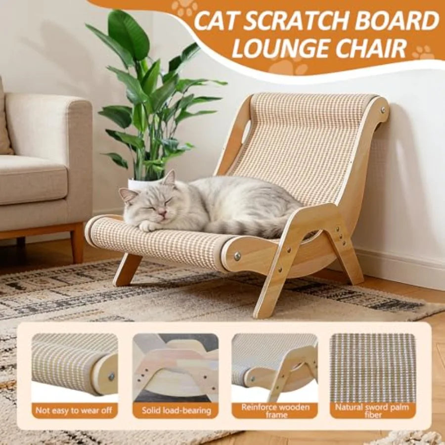 XXL Solid Wood Cat Scratching Lounge & Bed for Large Cats