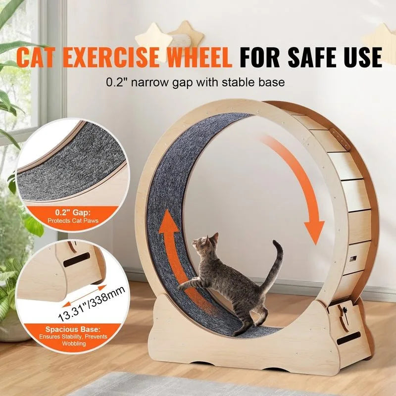 Cat Exercise Wheel 43.3" Large Cat Treadmill Wheel for Indoor Cats Yellow