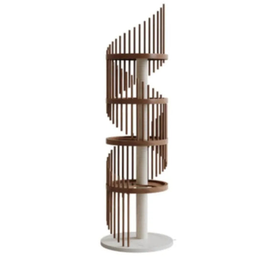 Luxury Wooden Cat Condo Tower with Sisal Climbing Posts - front view
