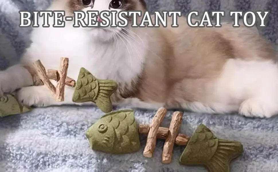 Dental Health Chew Toy for Cats - Bite-Resistant Fishbone Toy