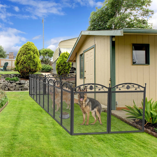 8-Panel Heavy-Duty Metal Dog Playpen with Waterproof Pad - front view