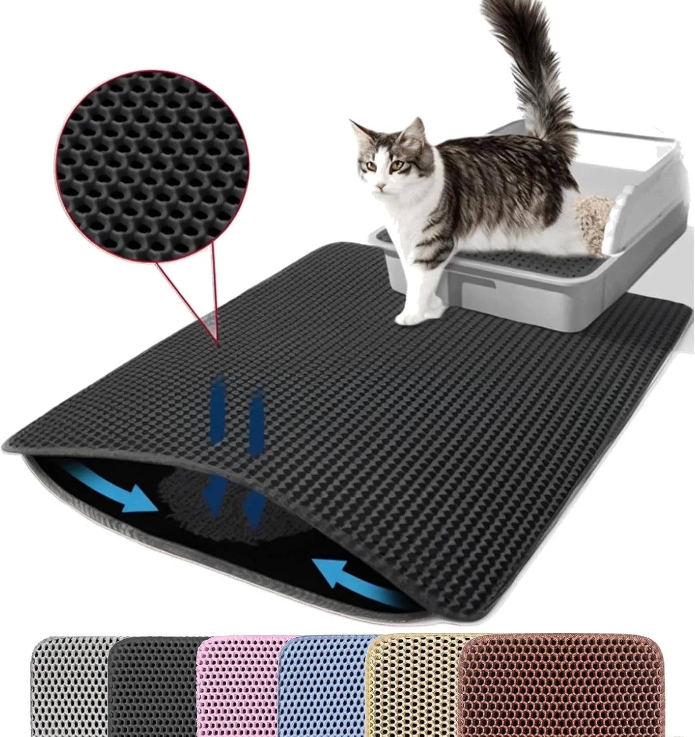 Large Honeycomb Double-Layer Cat Litter Mat, Waterproof
