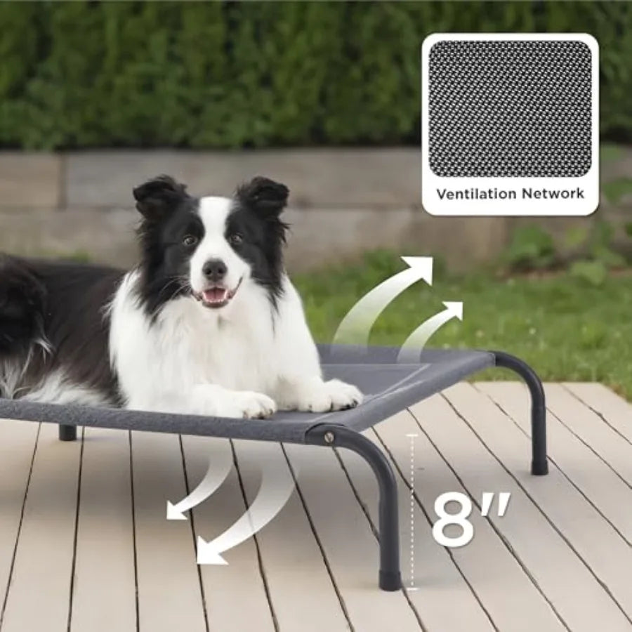 Outdoor Elevated Dog Bed Large Sized Dog Portable Indoor and Outdoor Cooling Raised Cot Pet Hammock Bed with Skid-Resistant Fee