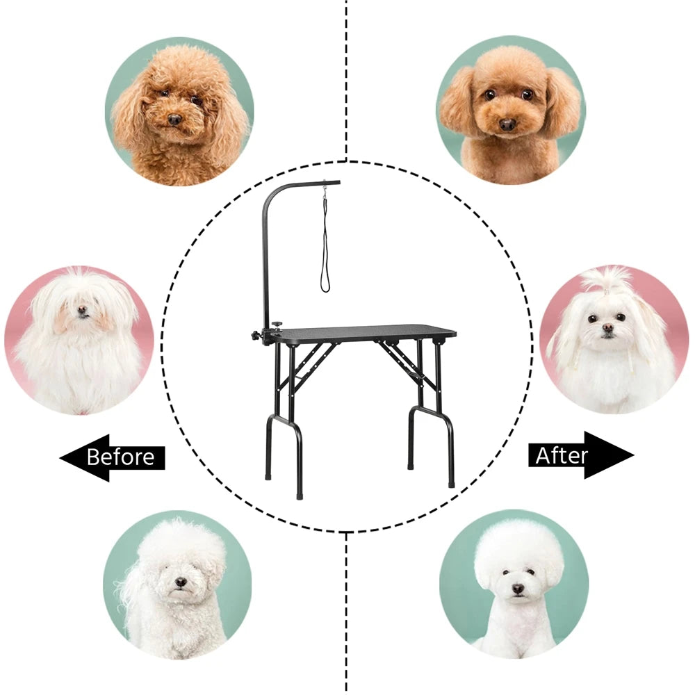 Costoffs Pet Foldable Grooming Table Dog Cat Beauty Trimming with Height Adjustable Arm Folding Legs Halloween Pet Grooming Table for Home or Professional Pet Store Uses JUYHGV
