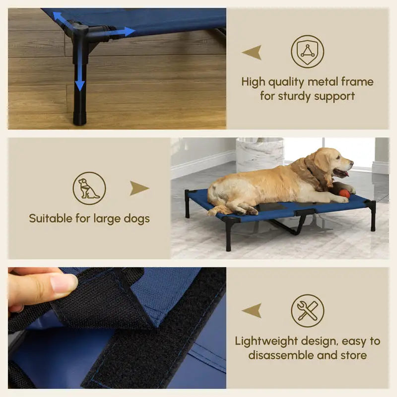 PawHut 36" x 30" Elevated Cooling Summer Dog Cot Pet Bed with Mesh Ventilation - Blue