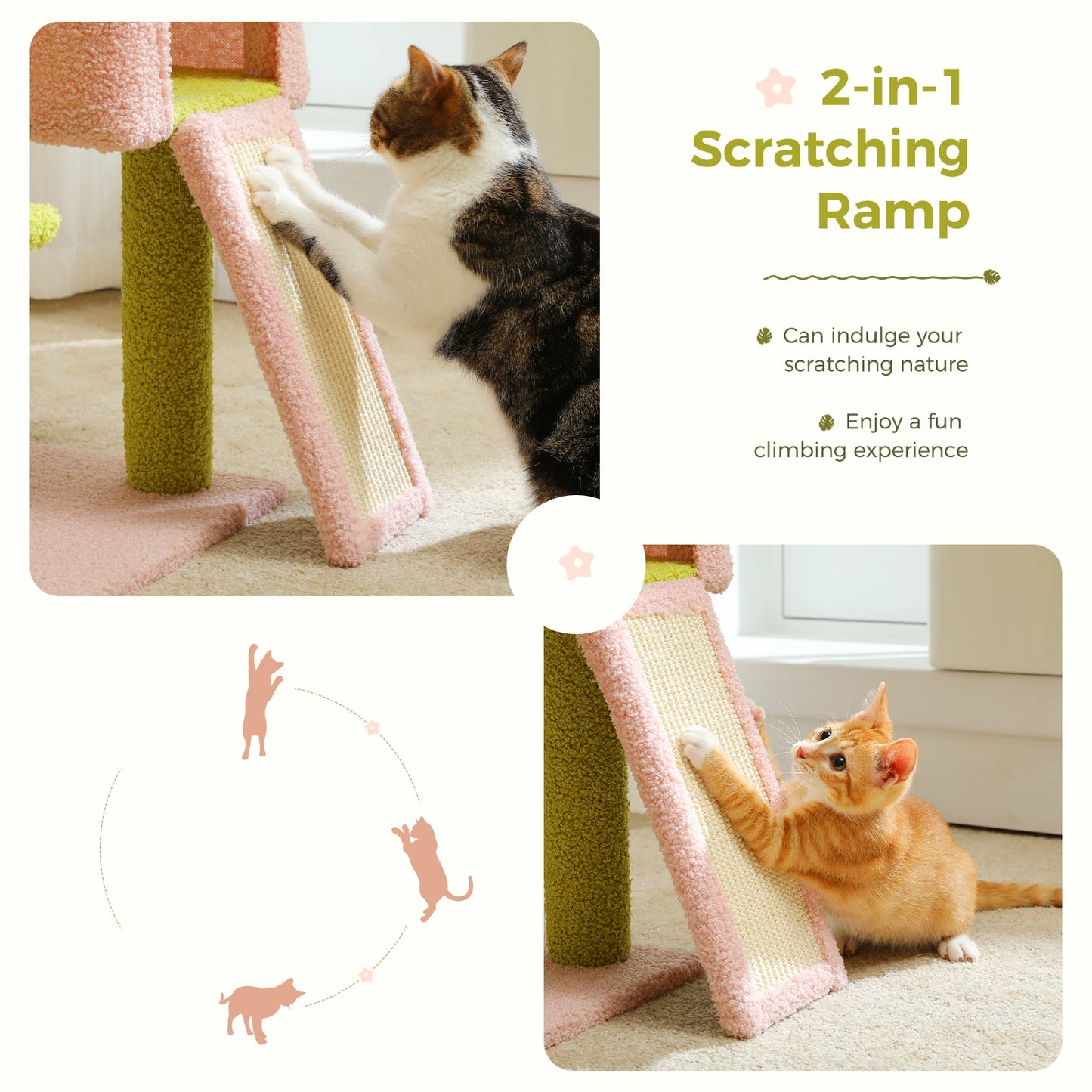 Flower Cat Tree Multi-Level Tower with Sisal Scratching Posts
