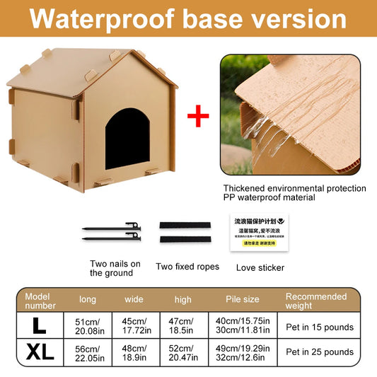 Stray Cats House Waterproof Warm Cat Shelter Foldable Cat Outdoor House Collapsible Insulated Pet House for Four Season