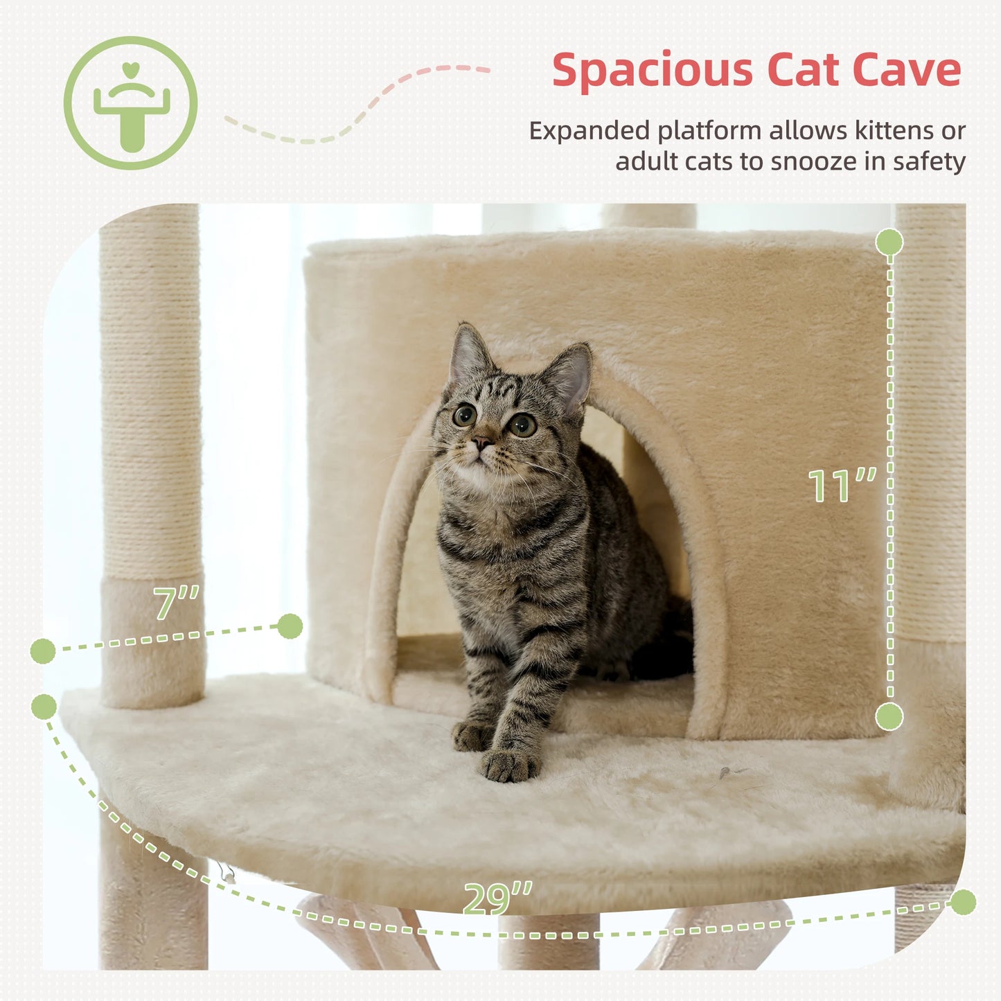 Floor-to-Ceiling Cat Tree with Condo, Hammock & Scratching Posts