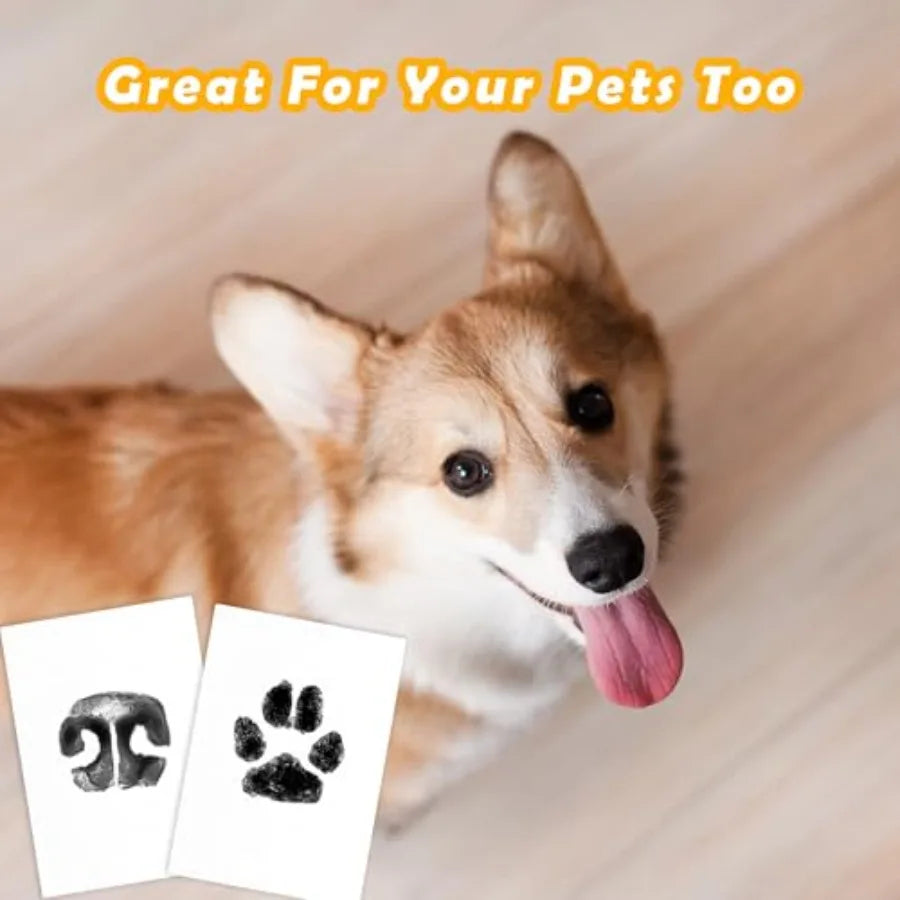 4-Pack Baby Inkless Hand and Footprint Kit Paw Nose Print Kit for Dogs Cats Pets Clean Touch Ink Pad for Baby Pets Newborn Keep