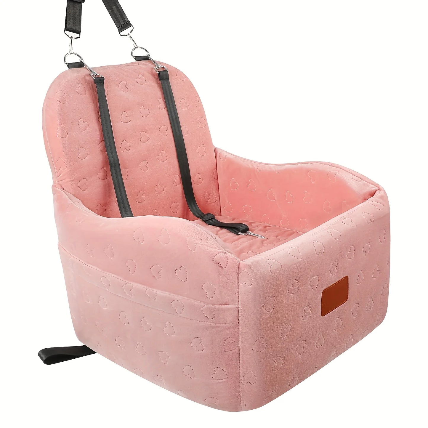 Dog Booster Car Seat for S/M Dogs Up to 35lbs, Soft 6in Elevated Cushion, Fits In Front/Back Seat, Fully Detachable And Washable, 2 Storage Pockets & 3 Straps, Easy to Install JUYHGV
