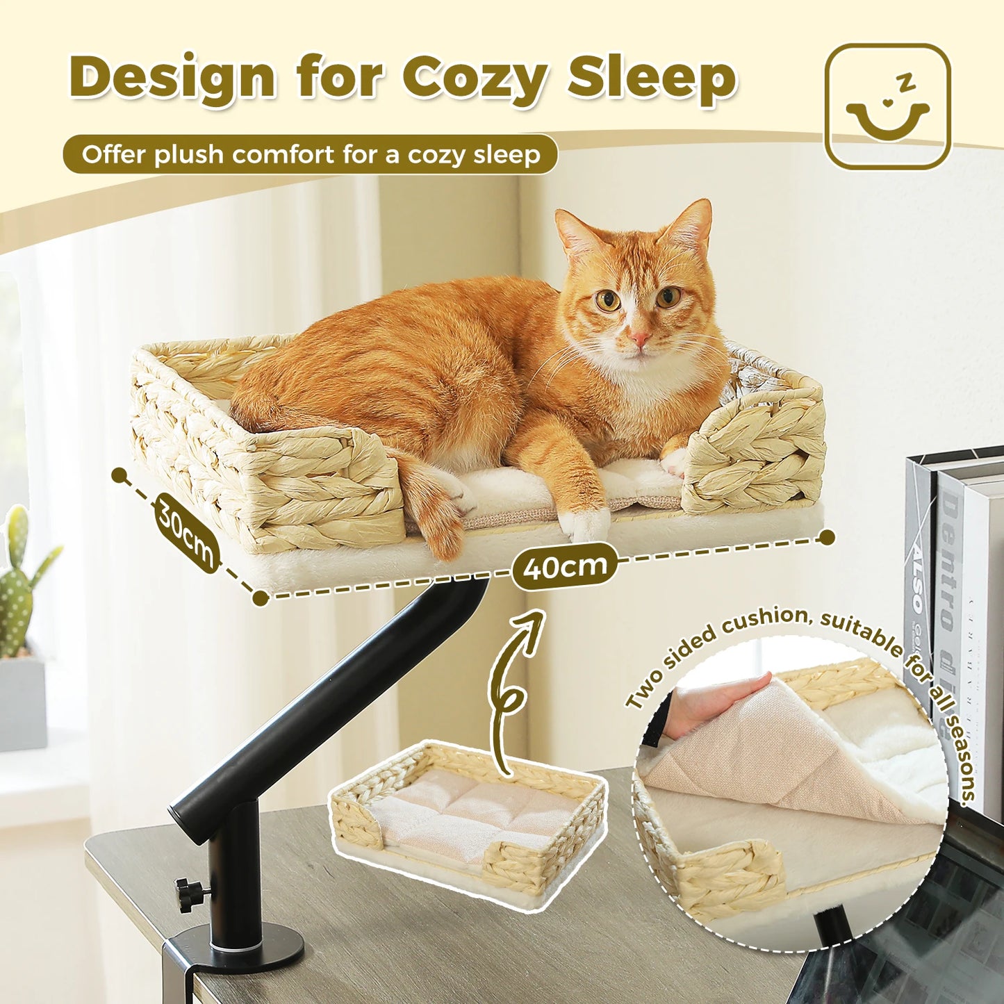 360 Rotatable Cat Desk Bed & Adjustable Table Hammock