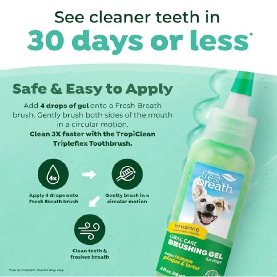 Curated Picks TropiClean Oral Care Brushing Gel for Dogs and Cats Dog Toothpaste Pet Dental Gel Dog Teeth Cleaning Use with Pet