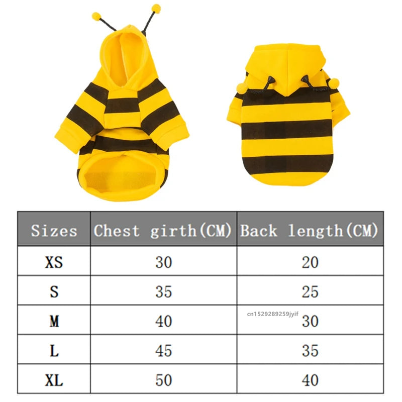 Bee Pet Costume Hoodie Winter Coat for Small Dogs & Cats