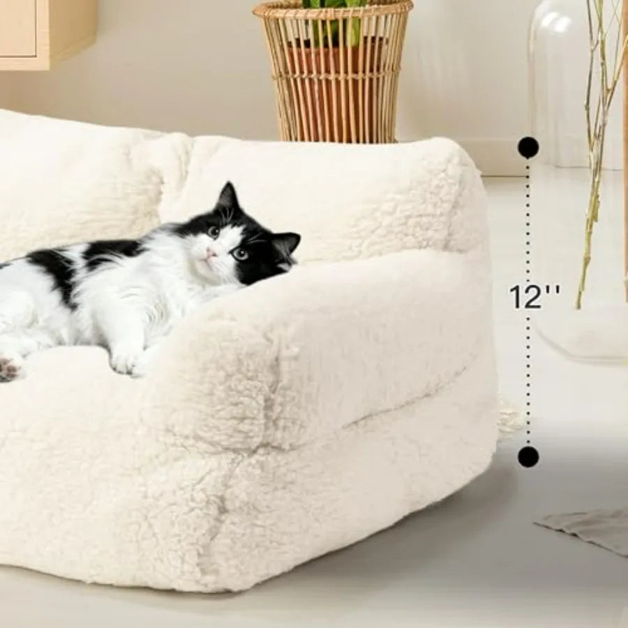 Large Cat Beds for Indoor Cats, Dog Couch Bed, Cute Cat Couch Sofas for Less 20lbs Kitten Puppy, Small Dog Sofas and Chairs wit