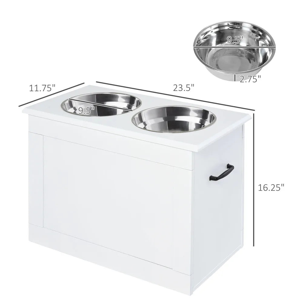 Ye Elevated Feeder Stand with Stainless Steel Bowls & Base for Pet Feeding and Storage