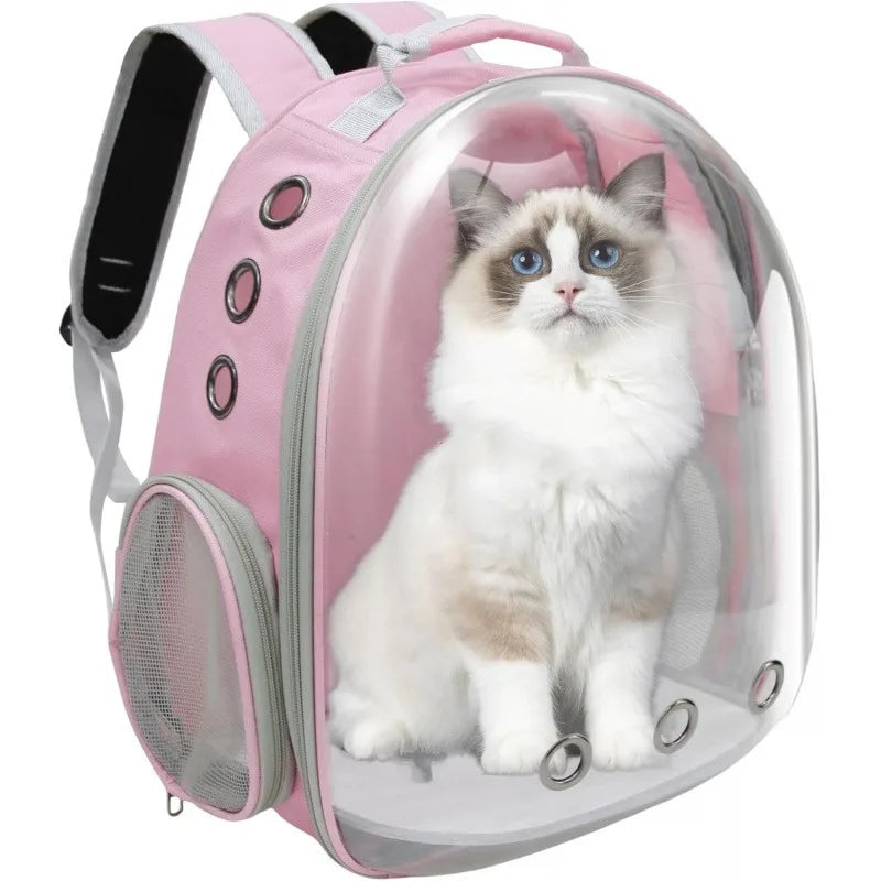 Pink Expandable Pet Backpack Carrier for Cats & Dogs - front view