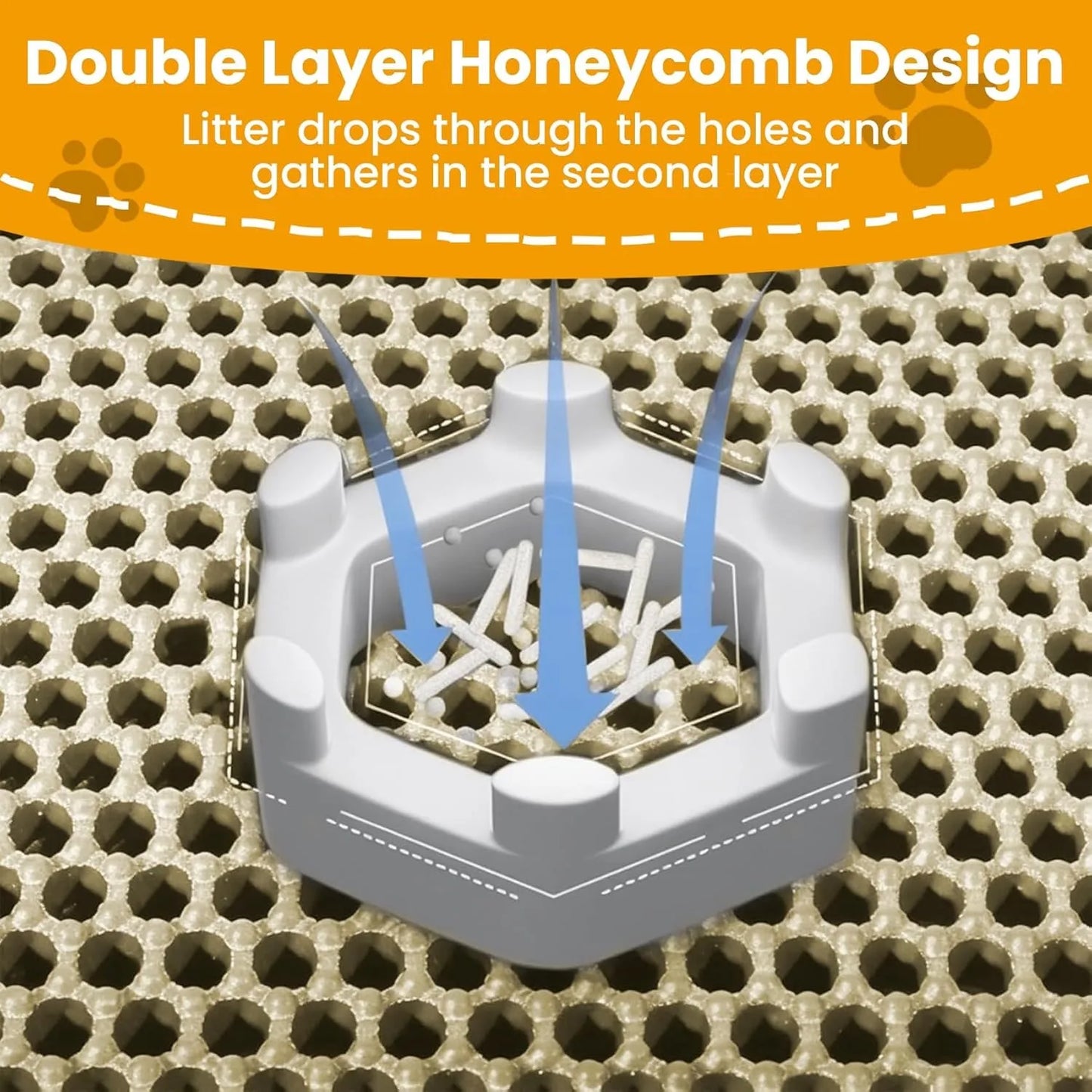 Large Honeycomb Double-Layer Cat Litter Mat, Waterproof