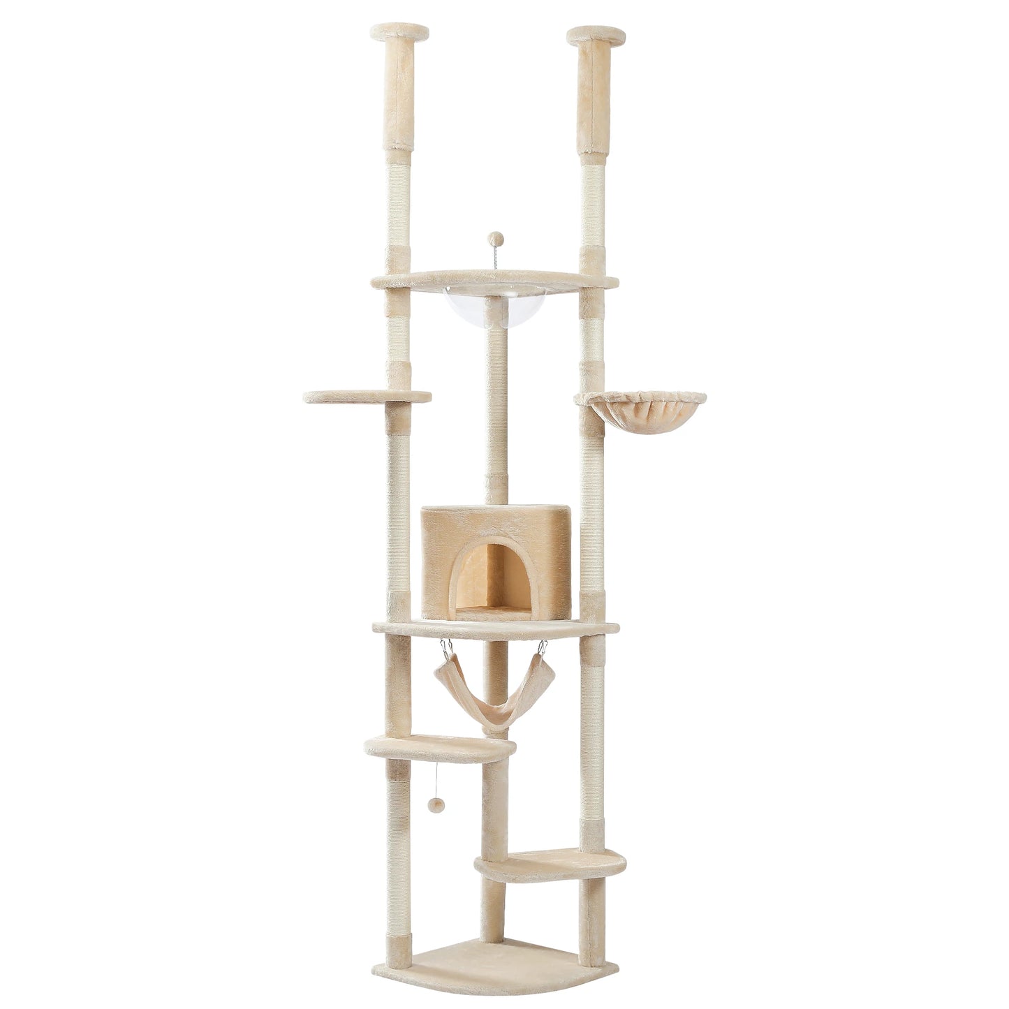 Floor-to-Ceiling Cat Tree with Condo, Hammock & Scratching Posts