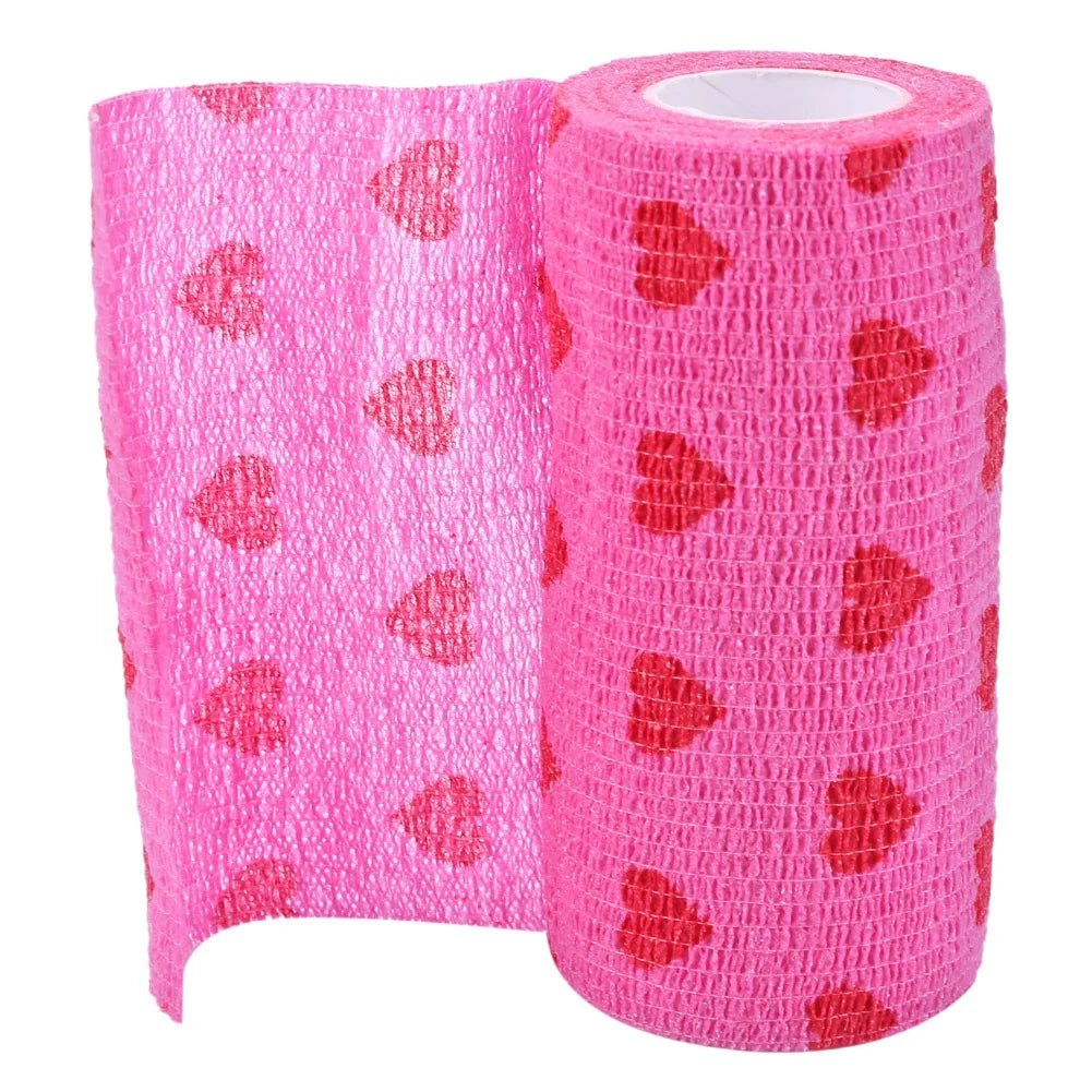 Rose Red Heart Dog Cat Medical Bandage Elastic Self-Adhesive Bandages Non-woven Practical Beautiful Elastoplast for Pets Animal