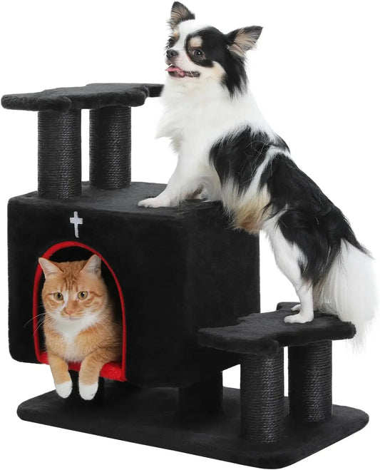 3-in-1 Pet Stairs & Cat Scratching Post - Steps for High Beds, Sofa, Couch, 3-Tier Tower with Sisal Pad for Small Pets