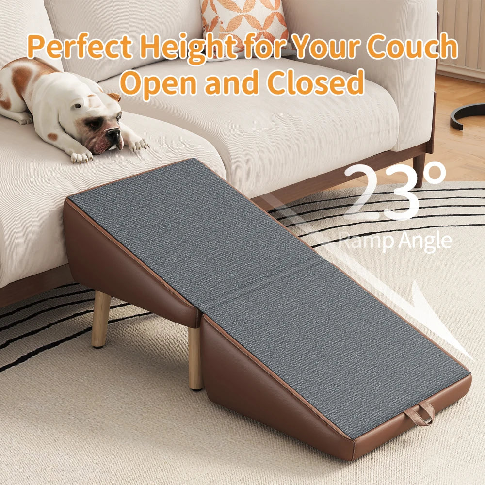 Dog Stairs for Small Dogs and Cats, Dog Ramp for Couch and Bed, Foldable 2-in-1 Wooden Pet Steps for Puppy, Split Ottoman Design