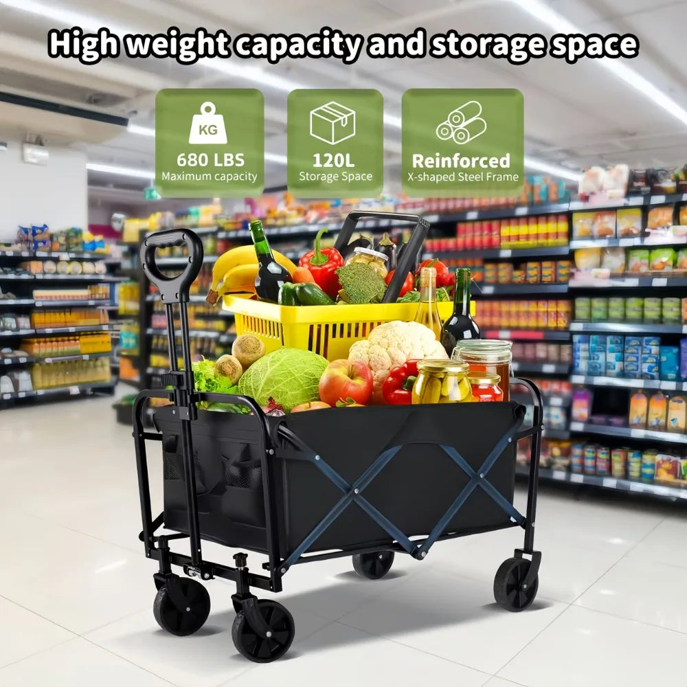 Heavy-Duty All-Terrain Folding Wagon Cart for Camping