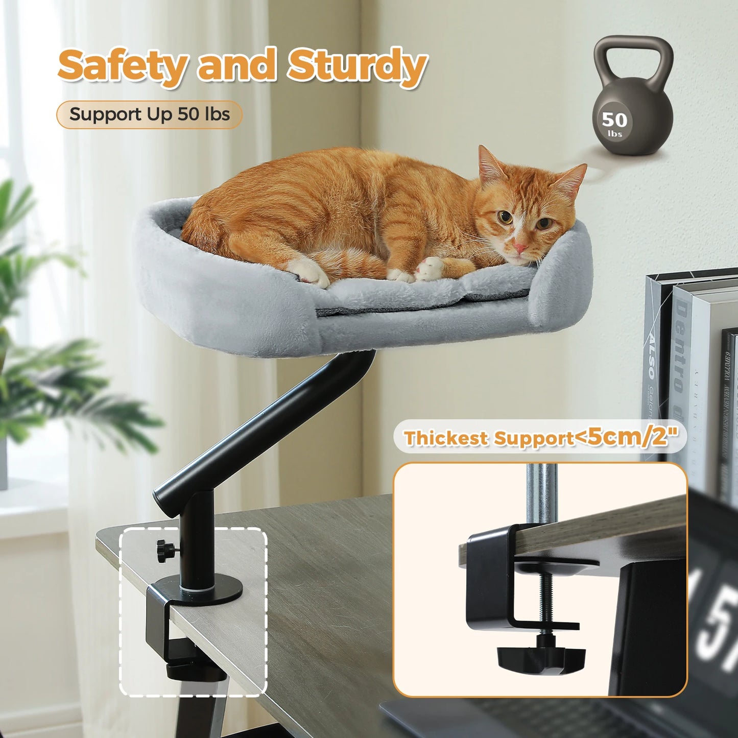 360 Rotatable Cat Desk Bed & Adjustable Table Hammock