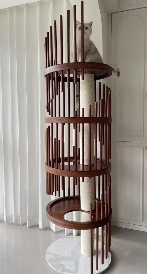 Luxury Wooden Cat Condo Tower with Sisal Climbing Posts