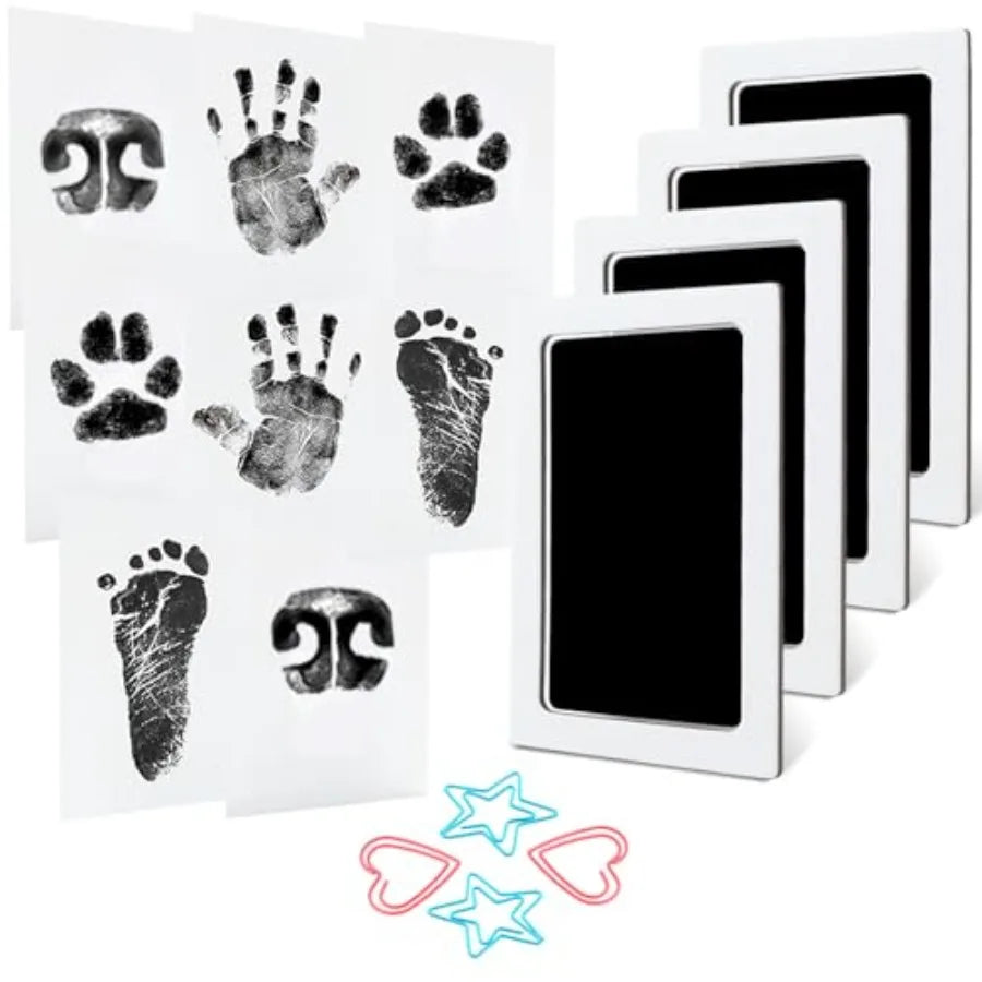 4-Pack Baby Inkless Hand and Footprint Kit Paw Nose Print Kit for Dogs Cats Pets Clean Touch Ink Pad for Baby Pets Newborn Keep