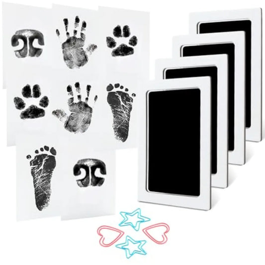 4-Pack Baby Inkless Hand and Footprint Kit Paw Nose Print Kit for Dogs Cats Pets Clean Touch Ink Pad for Baby Pets Newborn Keep