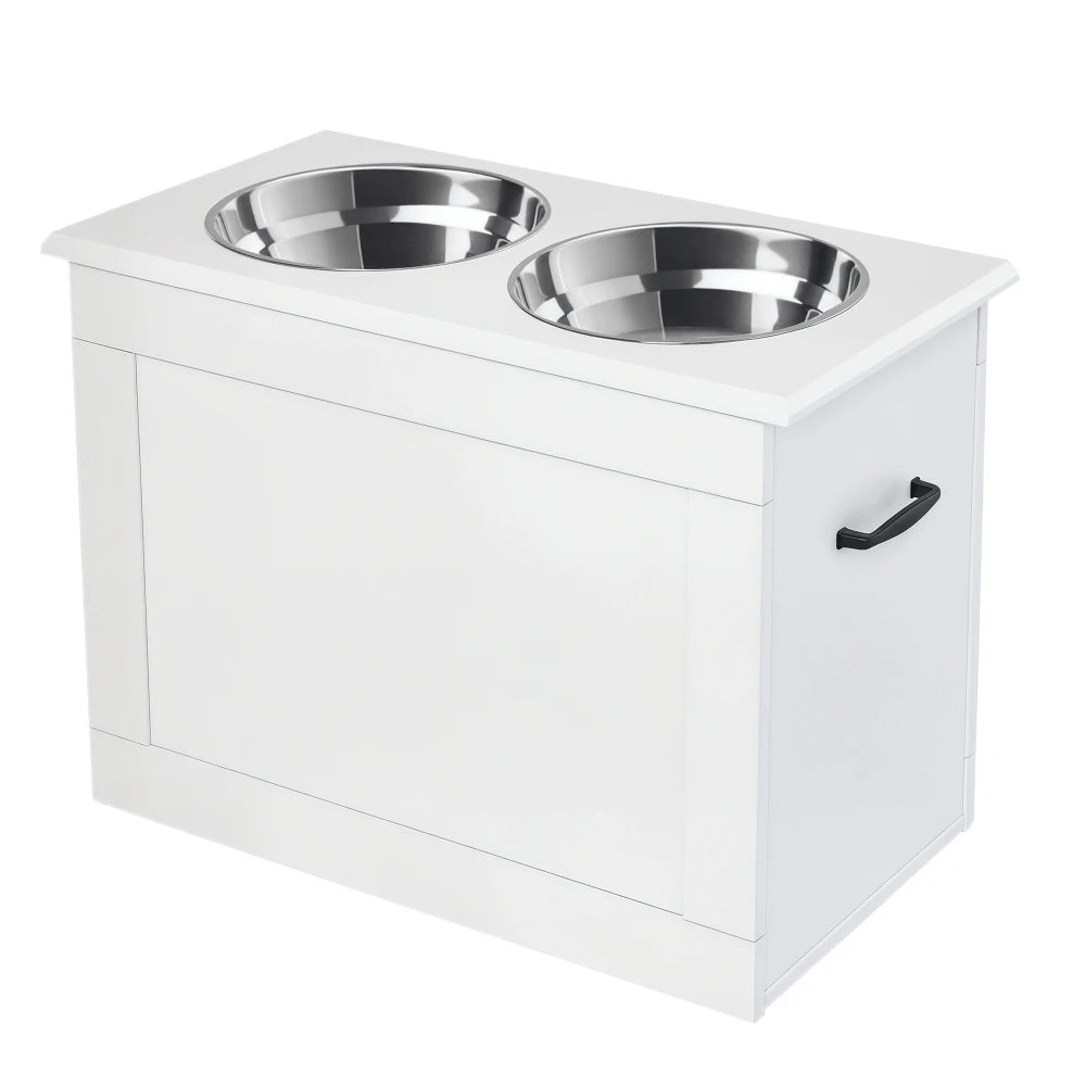 Ye Elevated Feeder Stand with Stainless Steel Bowls & Base for Pet Feeding and Storage