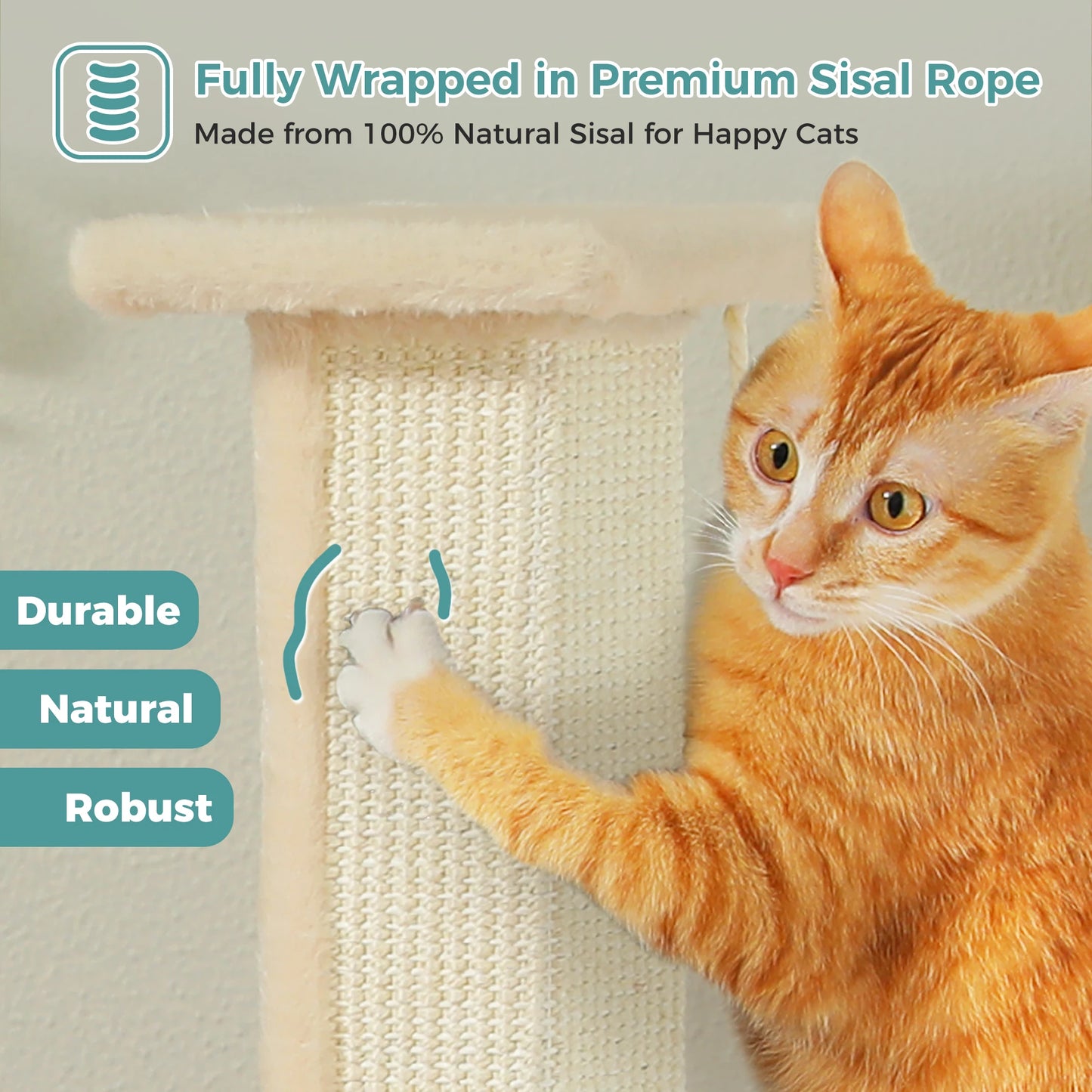 Large Cat Scratching Post with Woven Sisal & Dangling Ball