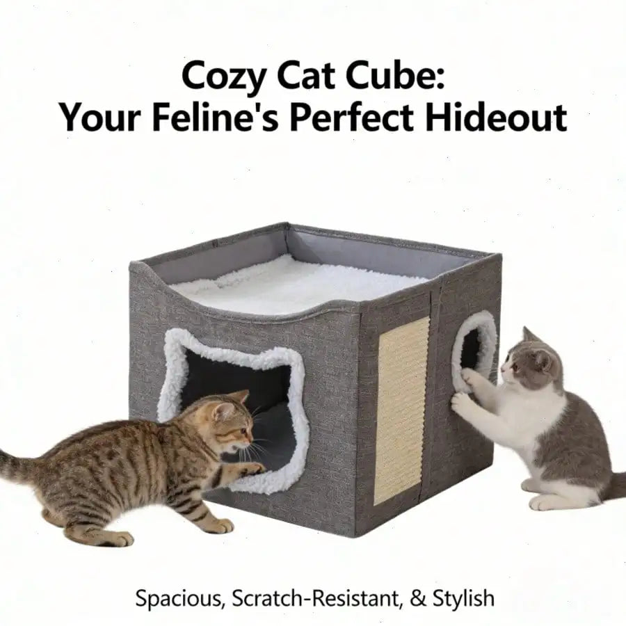 Foldable 4-Season Cat Play Cube with Bed & Tunnel