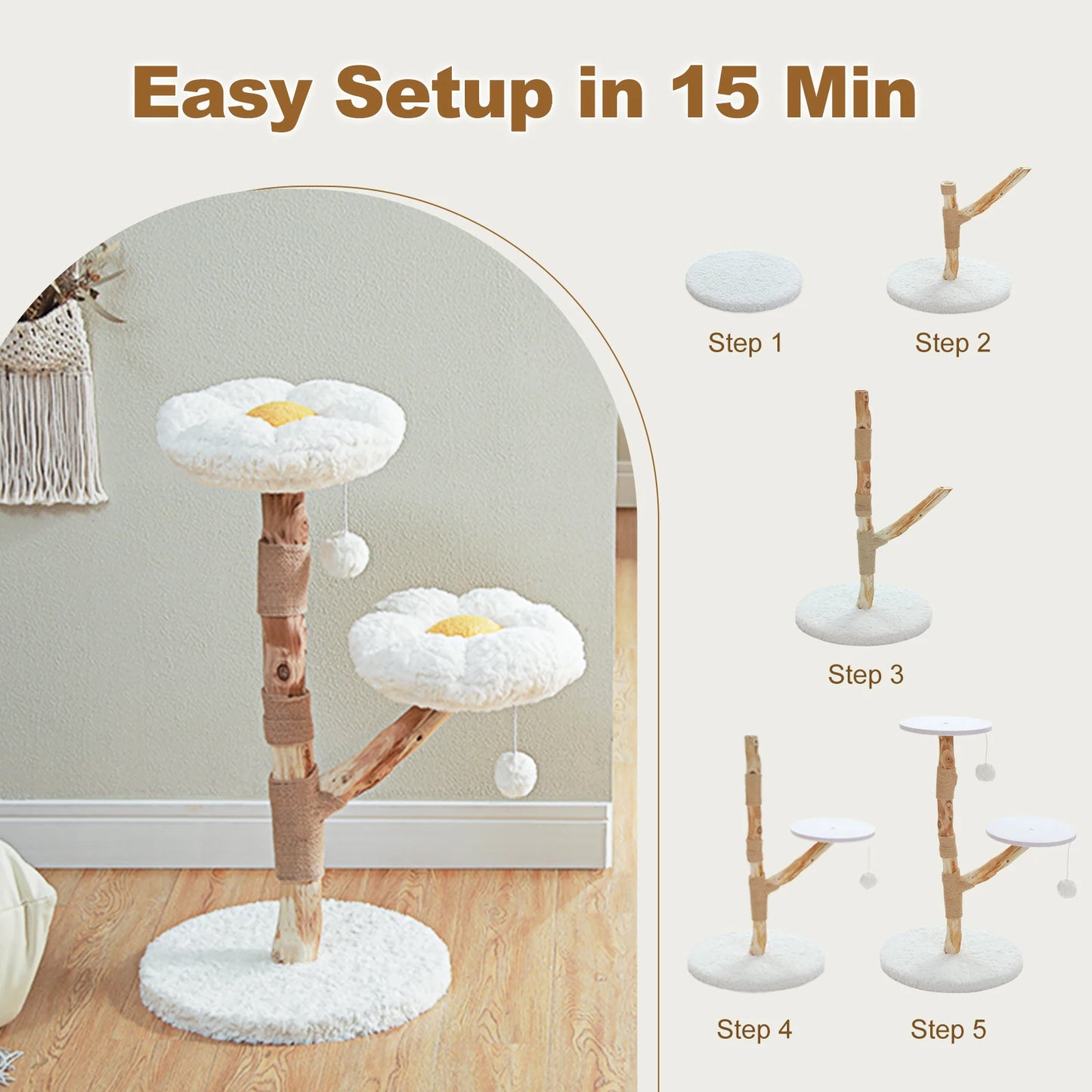 Flower Cat Tree with 2 Perches & Sisal Scratching Post