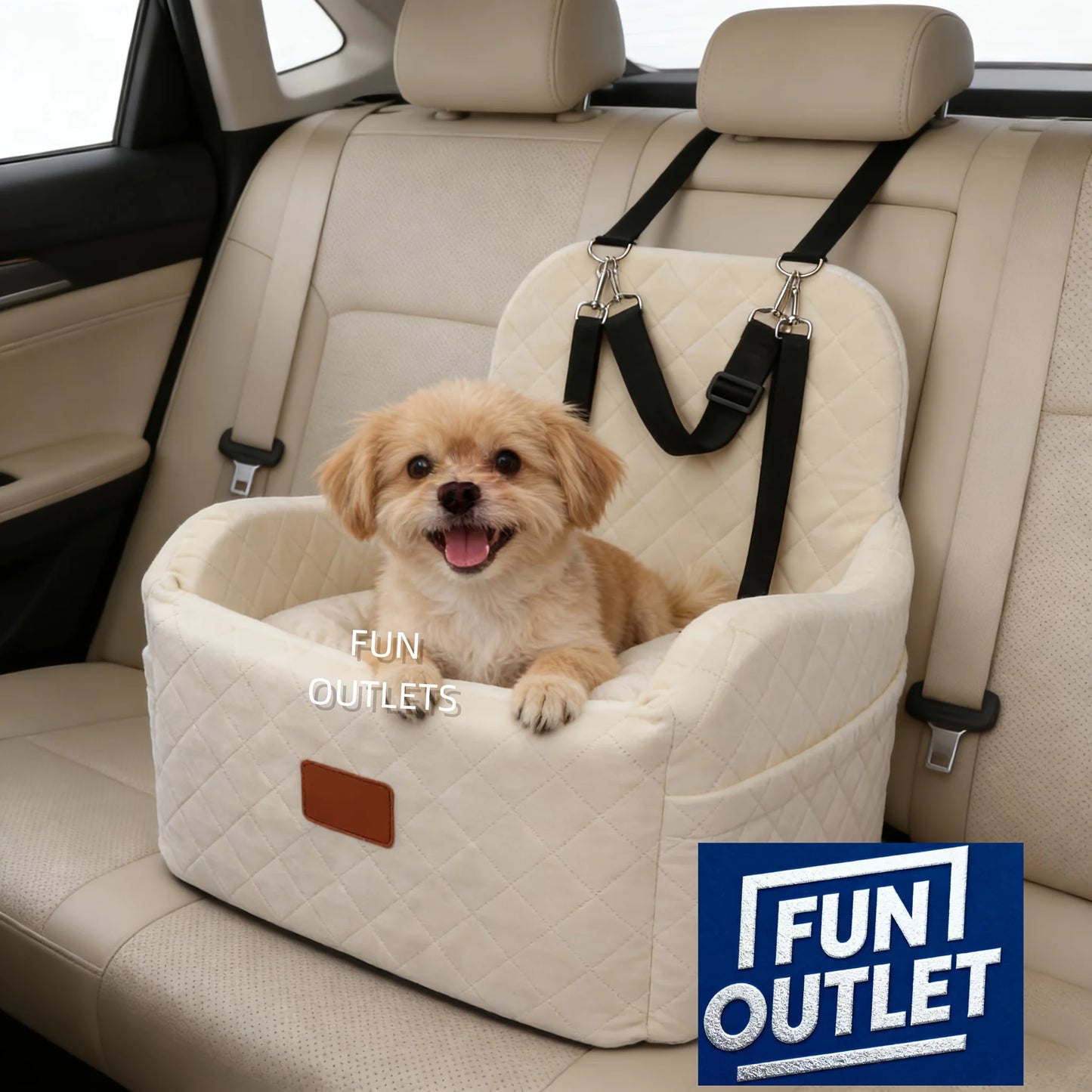 Dog Booster Car Seat for S/M Dogs Up to 35lbs, Soft 6in Elevated Cushion, Fits In Front/Back Seat, Fully Detachable And Washable, 2 Storage Pockets & 3 Straps, Easy to Install JUYHGV
