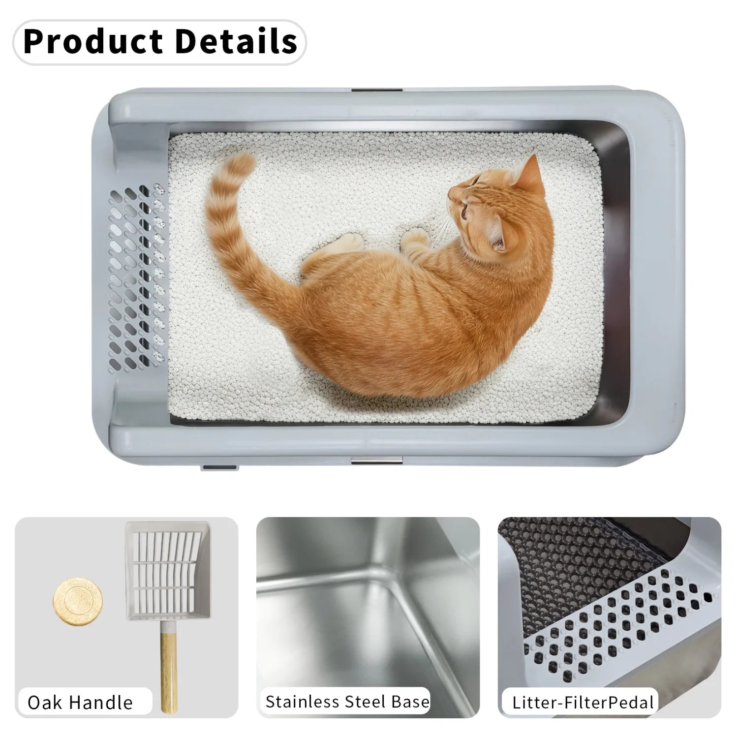 Stainless Steel Cat Litter Box with High Sides product image 6
