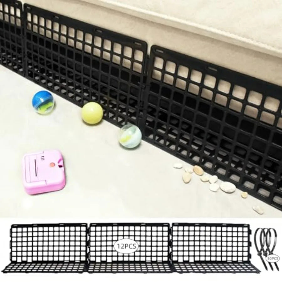 Pcs Under Couch Blocker for Bed Adjustable Furniture Plastic Under Bed Blocker with 30 Ties Black Couch Barriers for Dogs Pets