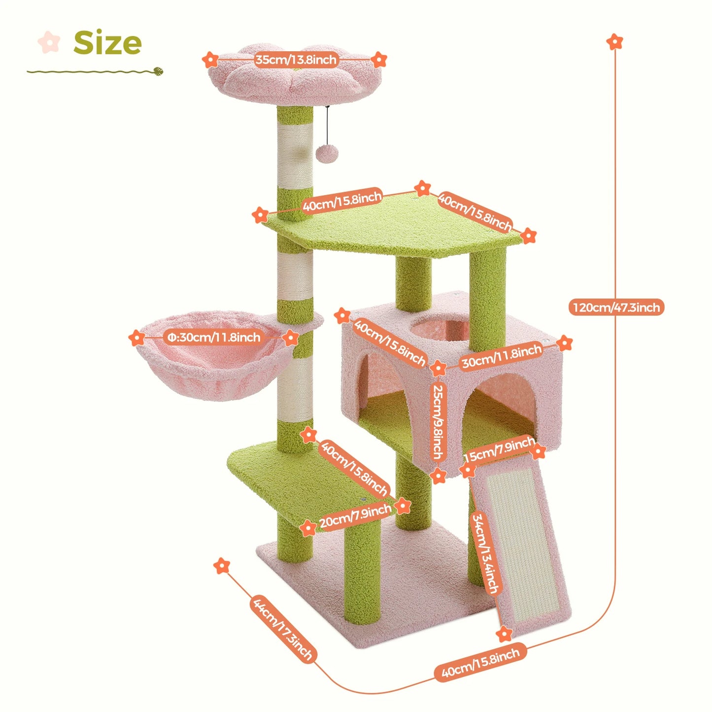 Flower Cat Tree Multi-Level Tower with Sisal Scratching Posts
