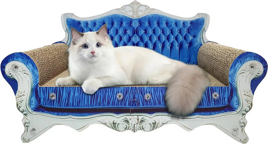 Cardboard Cat Scratcher Sofa Bed, Couch Shaped Scratching Board with Catnip for Indoor Cats