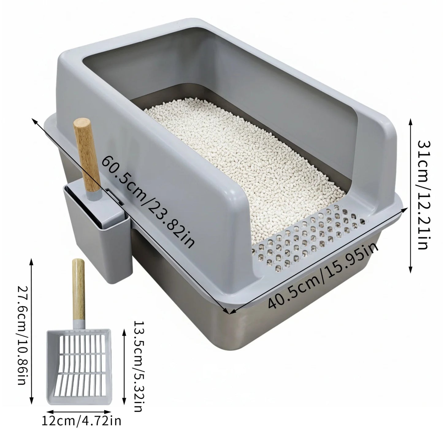 Stainless Steel Cat Litter Box with High Sides product image 4