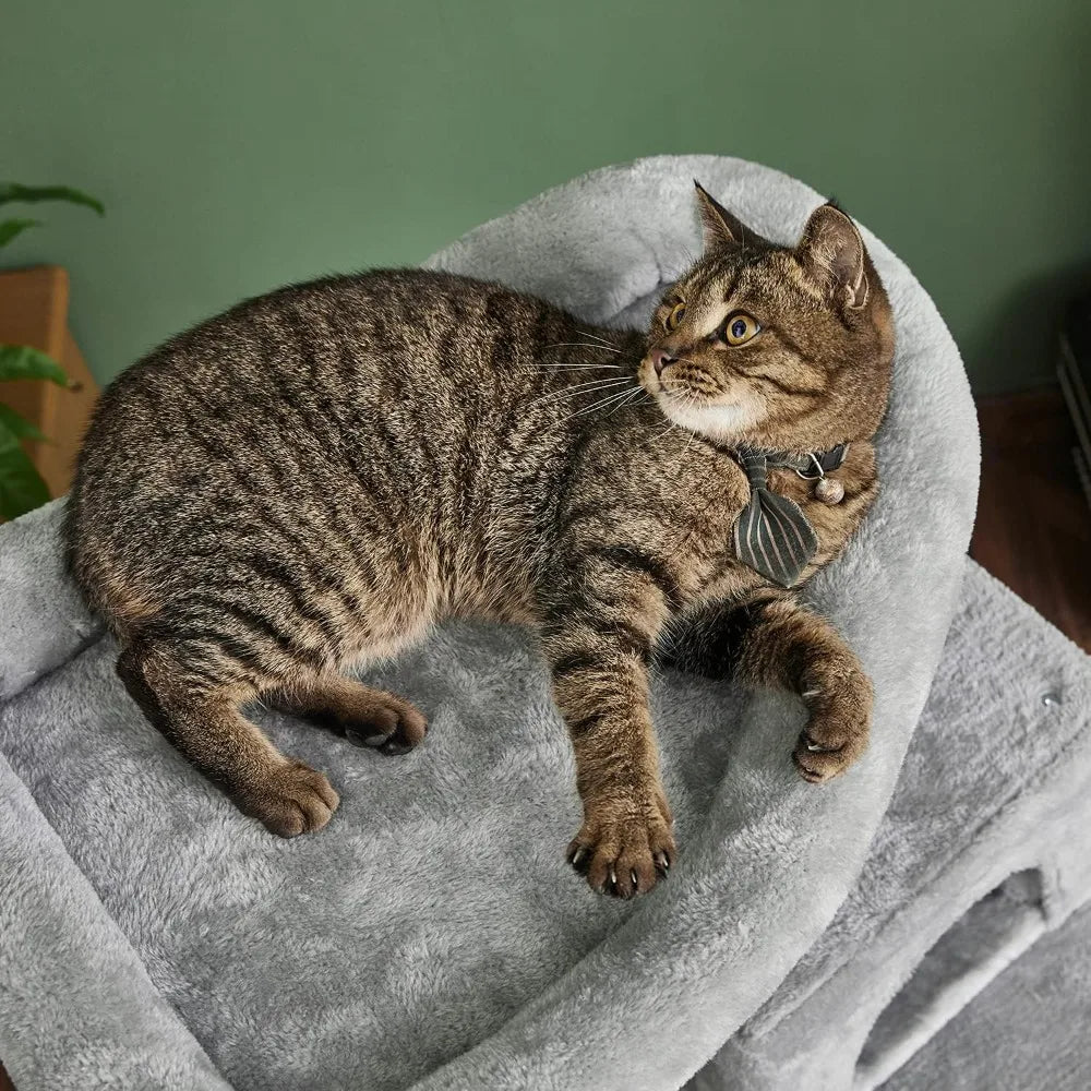 46.5" Multi-Level Cat Tree with Sisal Posts, Plush Perches, Hammock & Condo, Light Gray