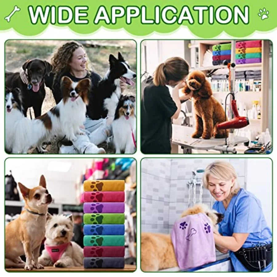 Curated Picks 8 Pcs Dog Towels for Drying Dogs Cats Pet Towels Bulk Puppy Microfiber Fast Drying Paw Bath Bathing Supplies Abso