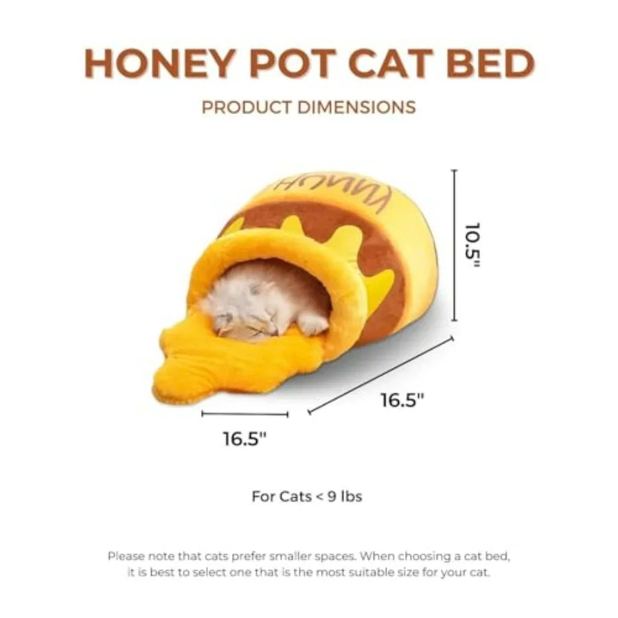 Honey Pot Cat Bed - Comfortable Memory Foam Pet Furniture with Removable Cushion - Stylish and Washable Cat Bed for Small Cats