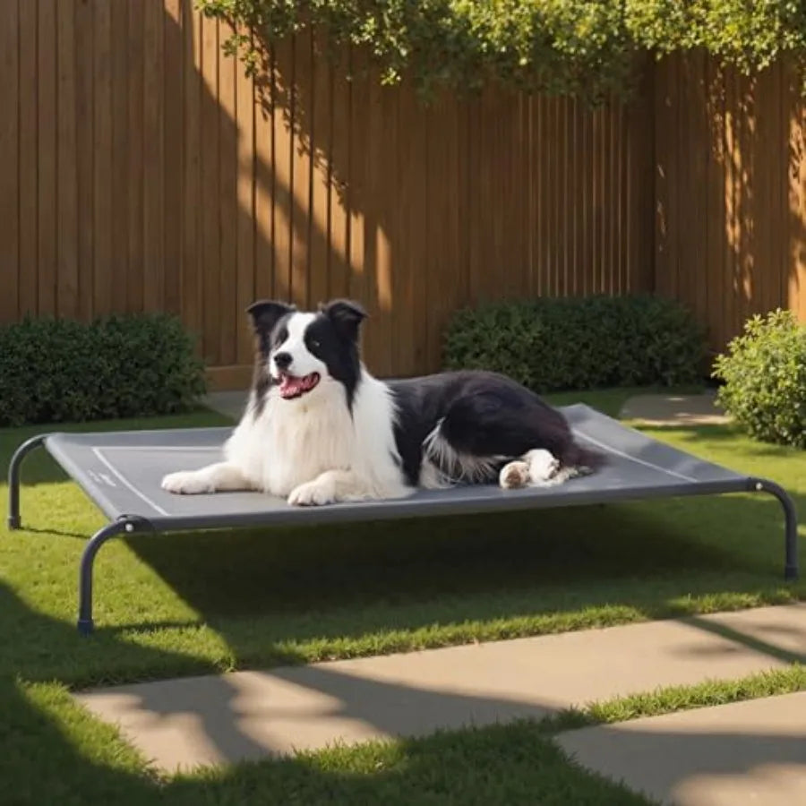 Outdoor Elevated Dog Bed Large Sized Dog Portable Indoor and Outdoor Cooling Raised Cot Pet Hammock Bed with Skid-Resistant Fee