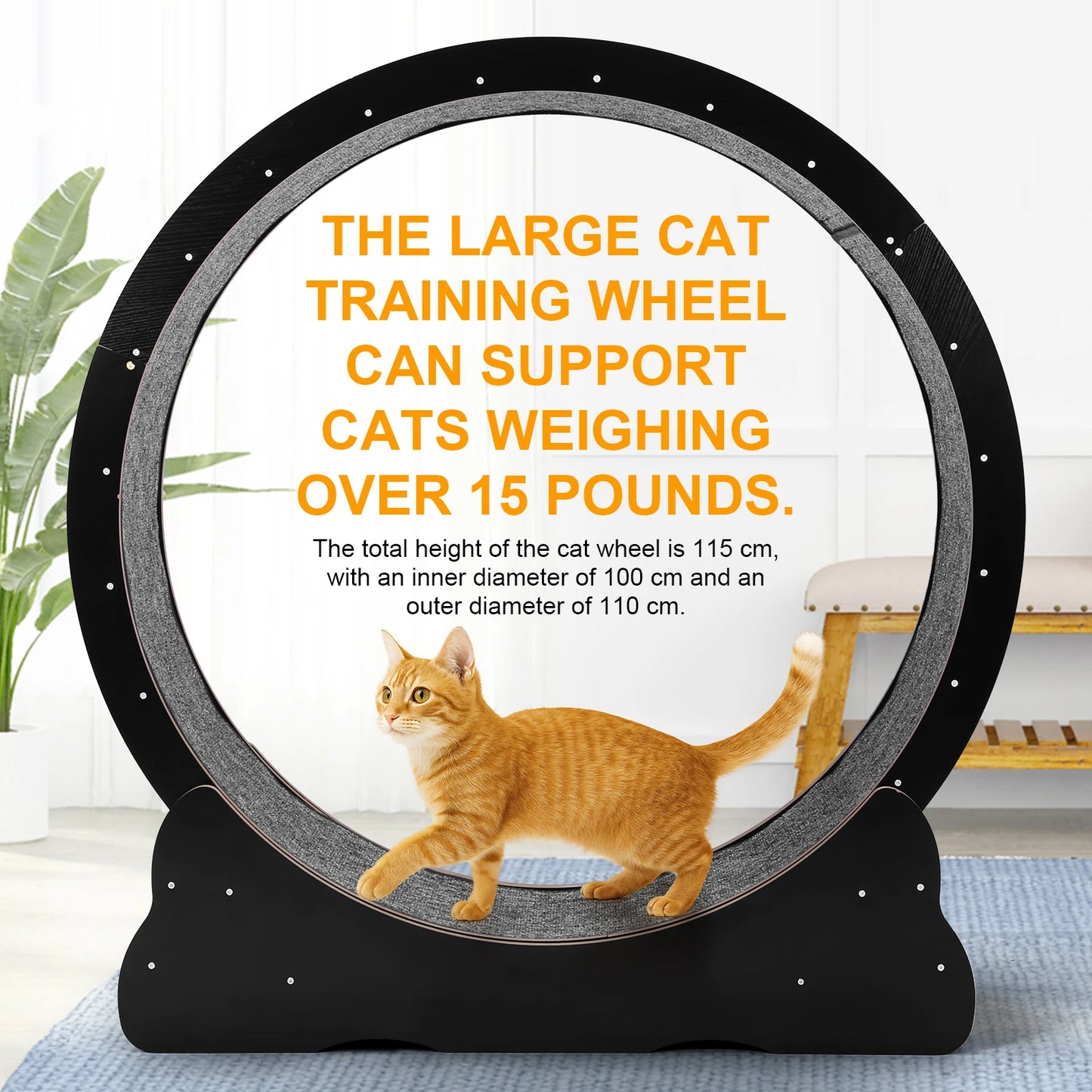 Cats Exercise Running Wheel 43 Inch Silent Cat Exercise Wheel for Indoor Cats
