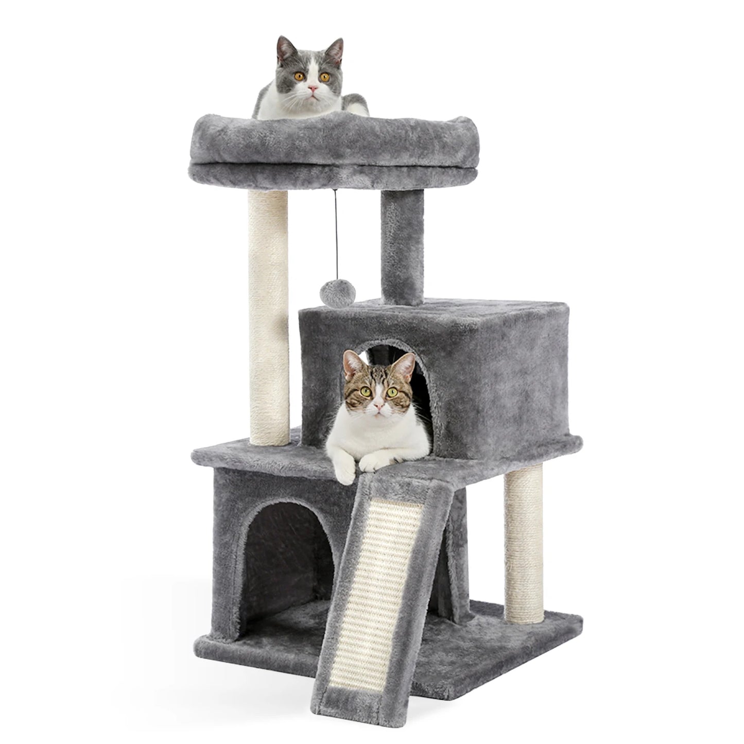 Multilevel Cat Tree Tower with Double Condos & Sisal Posts