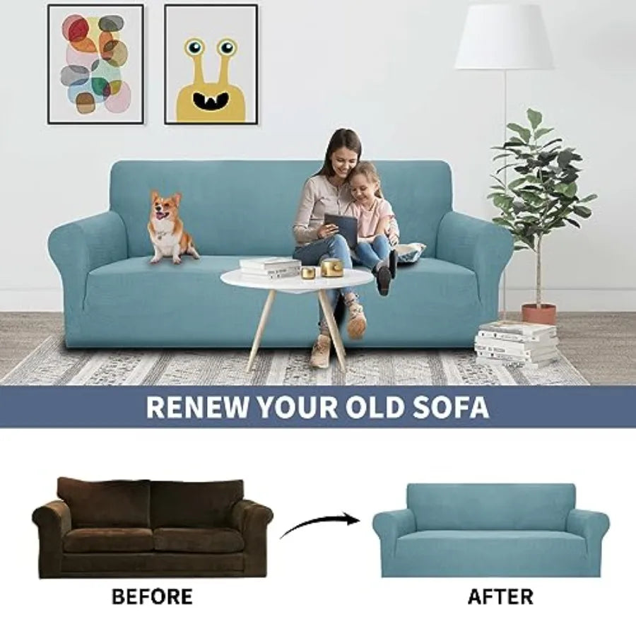 High Stretch Couch Covers for 3 Cushion Couch 1-Piece Extra Large Covers with Elastic Bottom Anti Slip Elastic Slipcover Furnit
