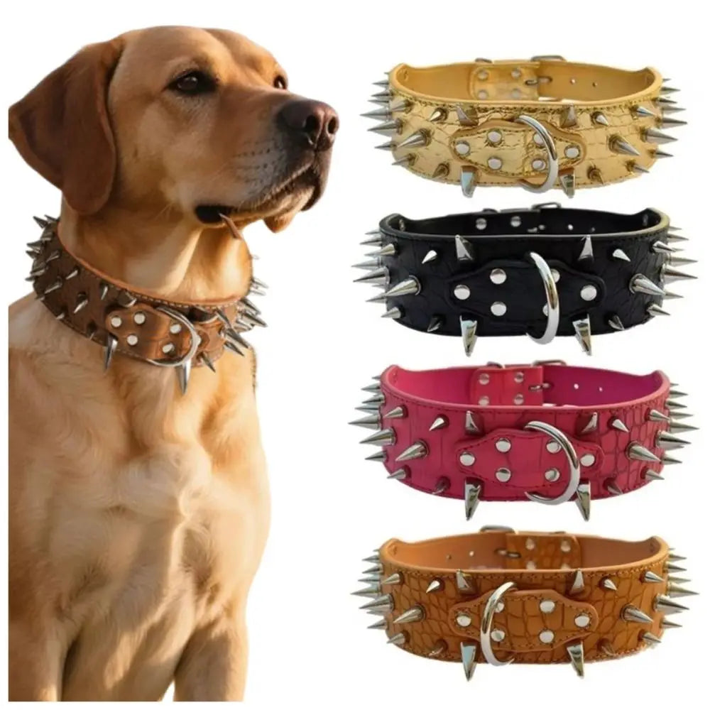 Spiked Dog Collar with Adjustable PU Leather Strap main product image