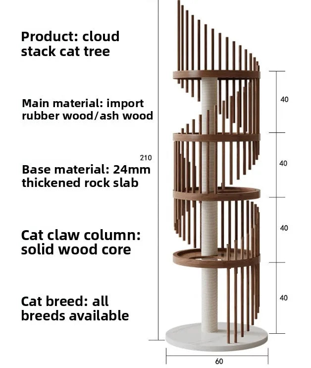 Luxury Wooden Cat Condo Tower with Sisal Climbing Posts