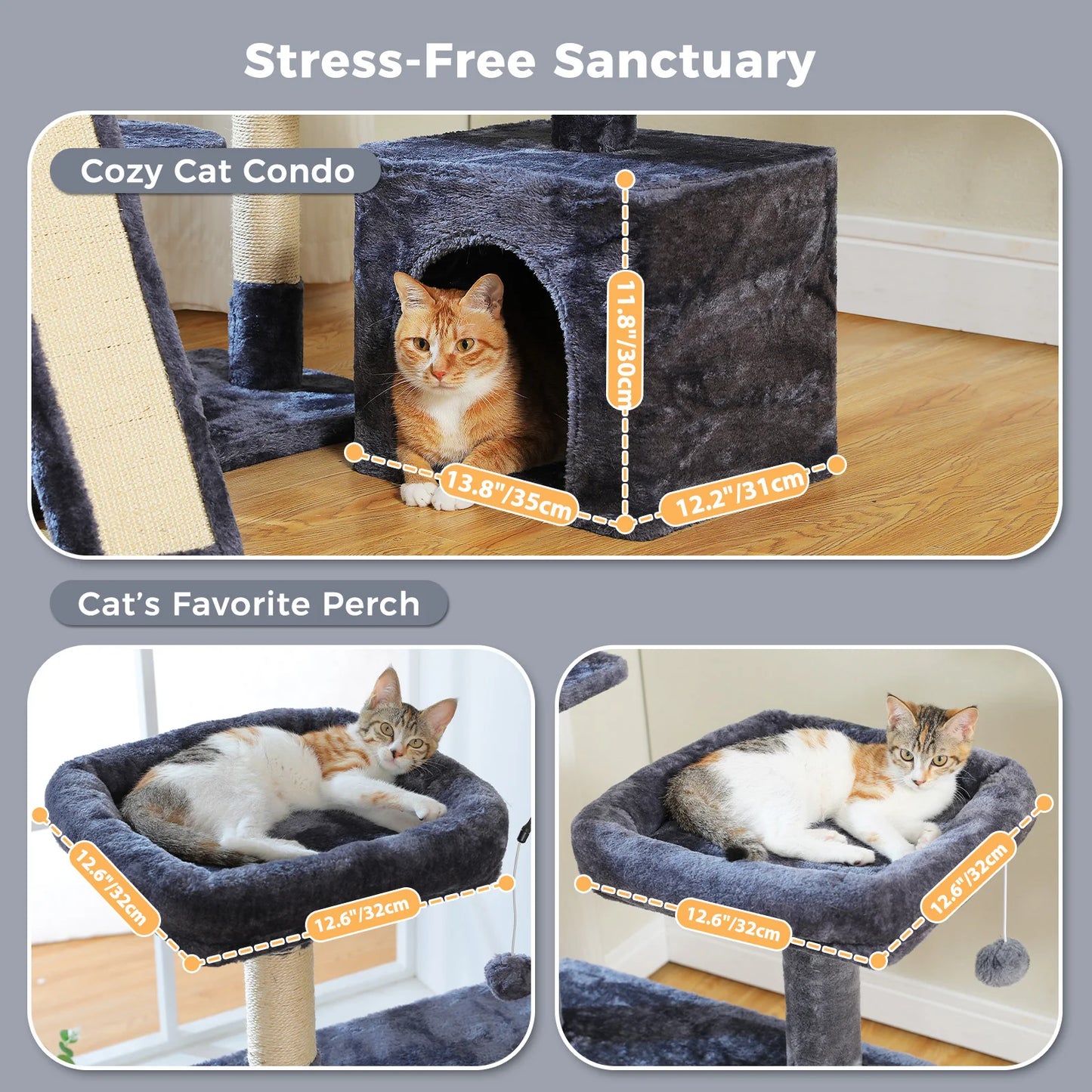 Multi-Level Cat Tree with Sisal Scratching Posts & Soft Perch